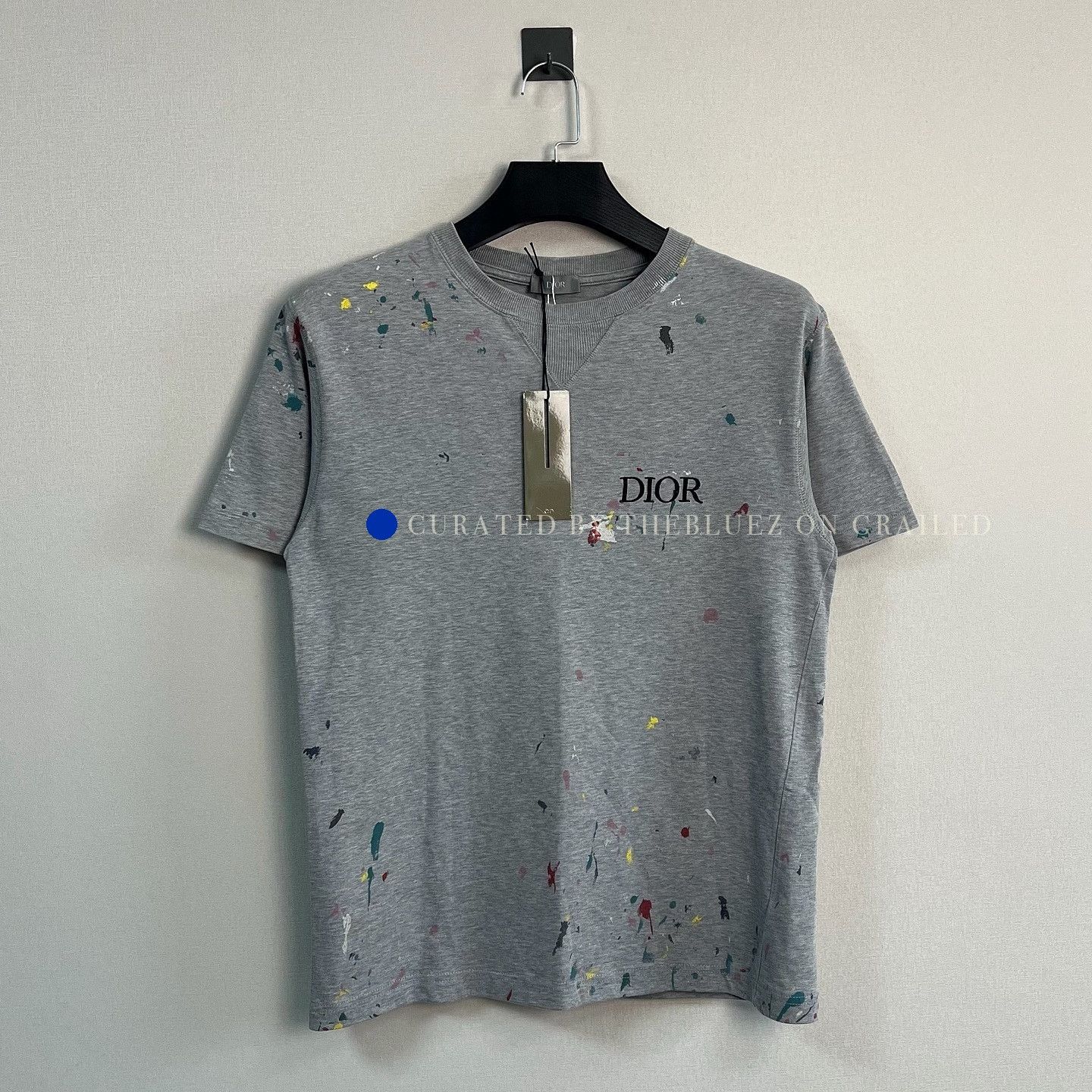 Dior Paint Splatter Logo T-Shirt in Gray Size US S / EU 44-46 / 1 - 1 Thumbnail