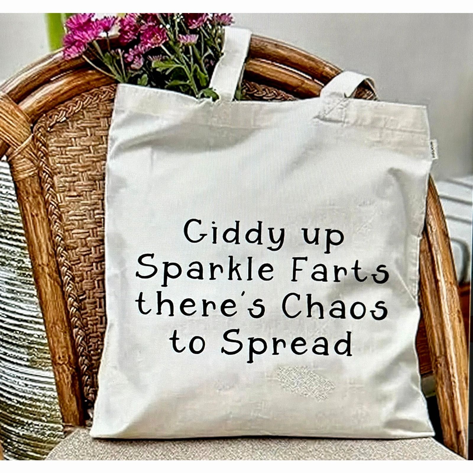 Other Tote Bag Funny Gift Shoulder Canvas Giddy Up Sparkle Farts Size ONE SIZE - 2 Thumbnail