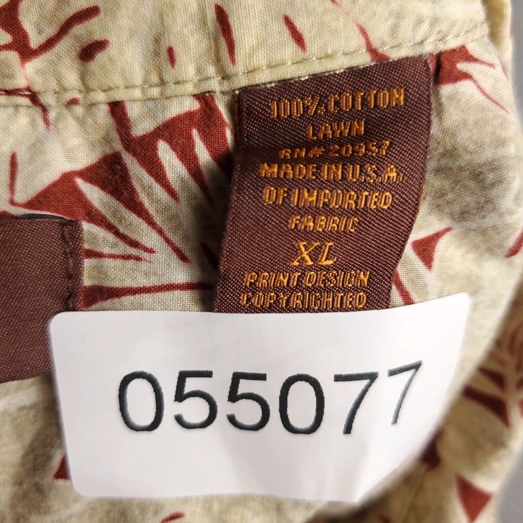 Tori Richard Tori Richard Hawaiian Shirt Button-Up Mens XL Beige Leaf Print Short Sleeve Casual Aloha Size US XL / EU 56 / 4 - 8 Thumbnail
