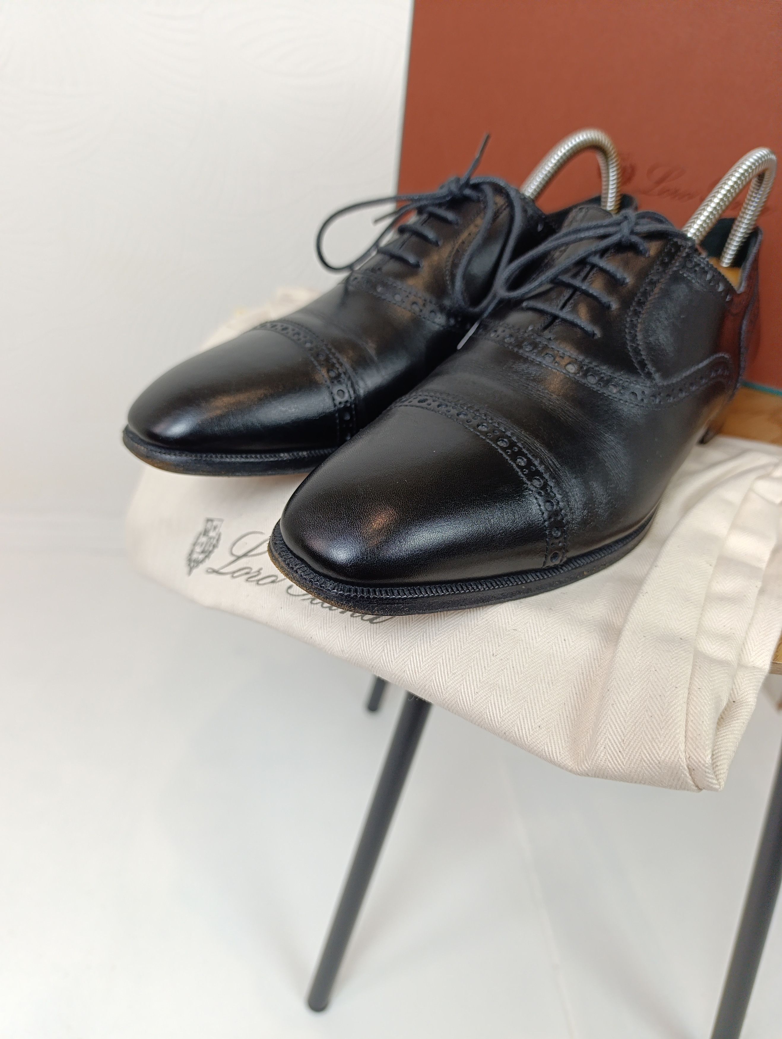 Loro Piana LORO PIANA WOMENS LEATHER OXFORD SHOES BLACK WALK Size US 8.5 / IT 38.5 - 8 Thumbnail