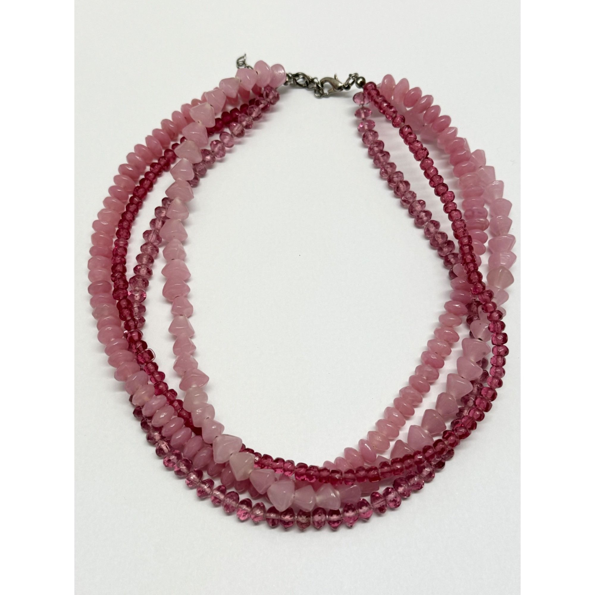 Vintage Vintage pink glass multi strand beaded necklace Size ONE SIZE - 2 Thumbnail