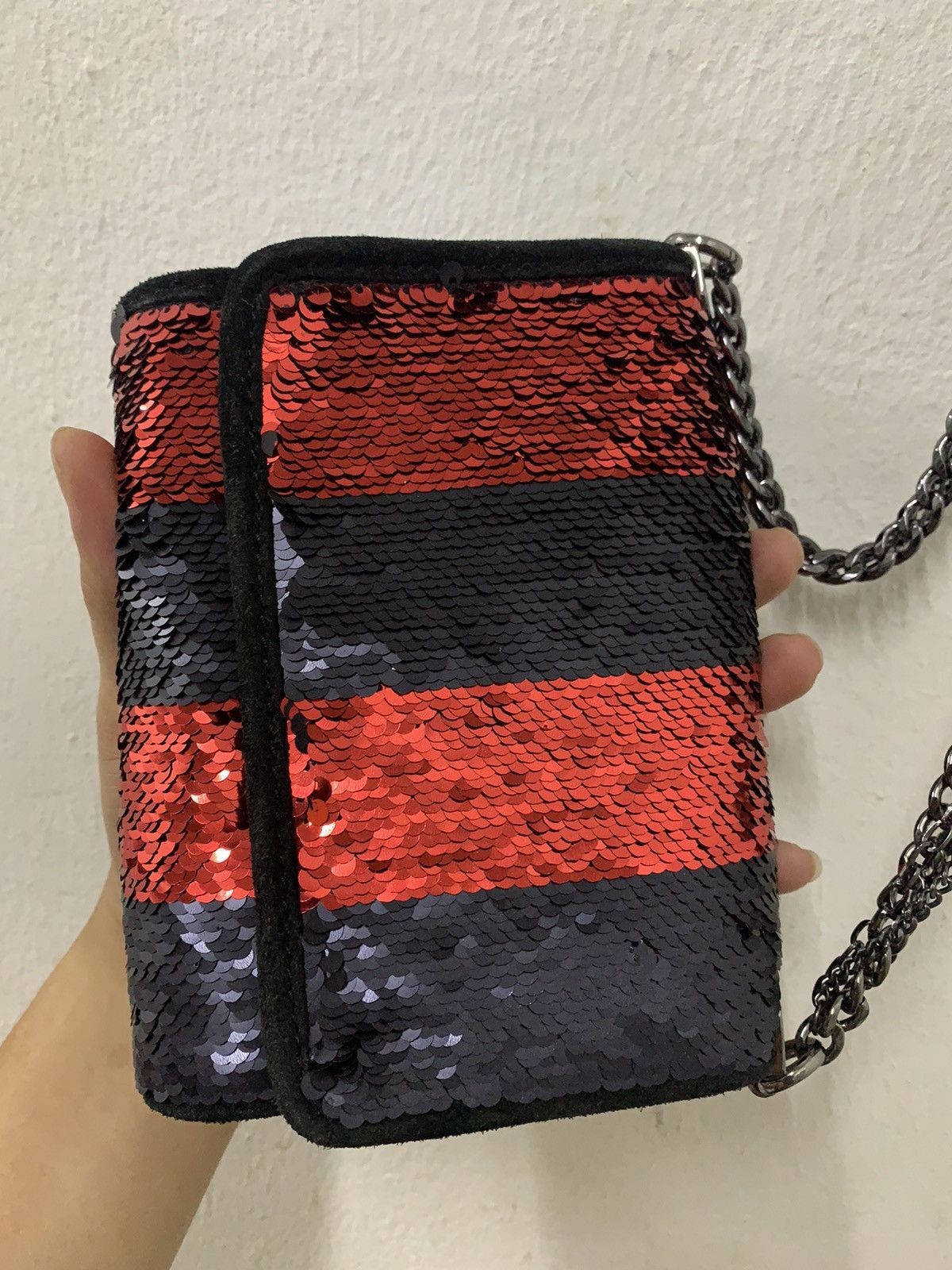 Zara ZARA Leather Striped Reversible Sequin Crossbody Bag Chain Size ONE SIZE - 12 Thumbnail