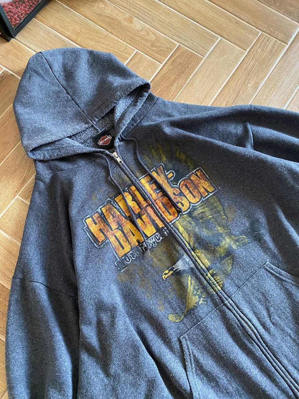 Harley Davidson × Vintage Vintage Harley Davidson Big Logo Zip Up Boxy Fit Hoodie 2012 Size US XXL / EU 58 / 5 - 5 Thumbnail