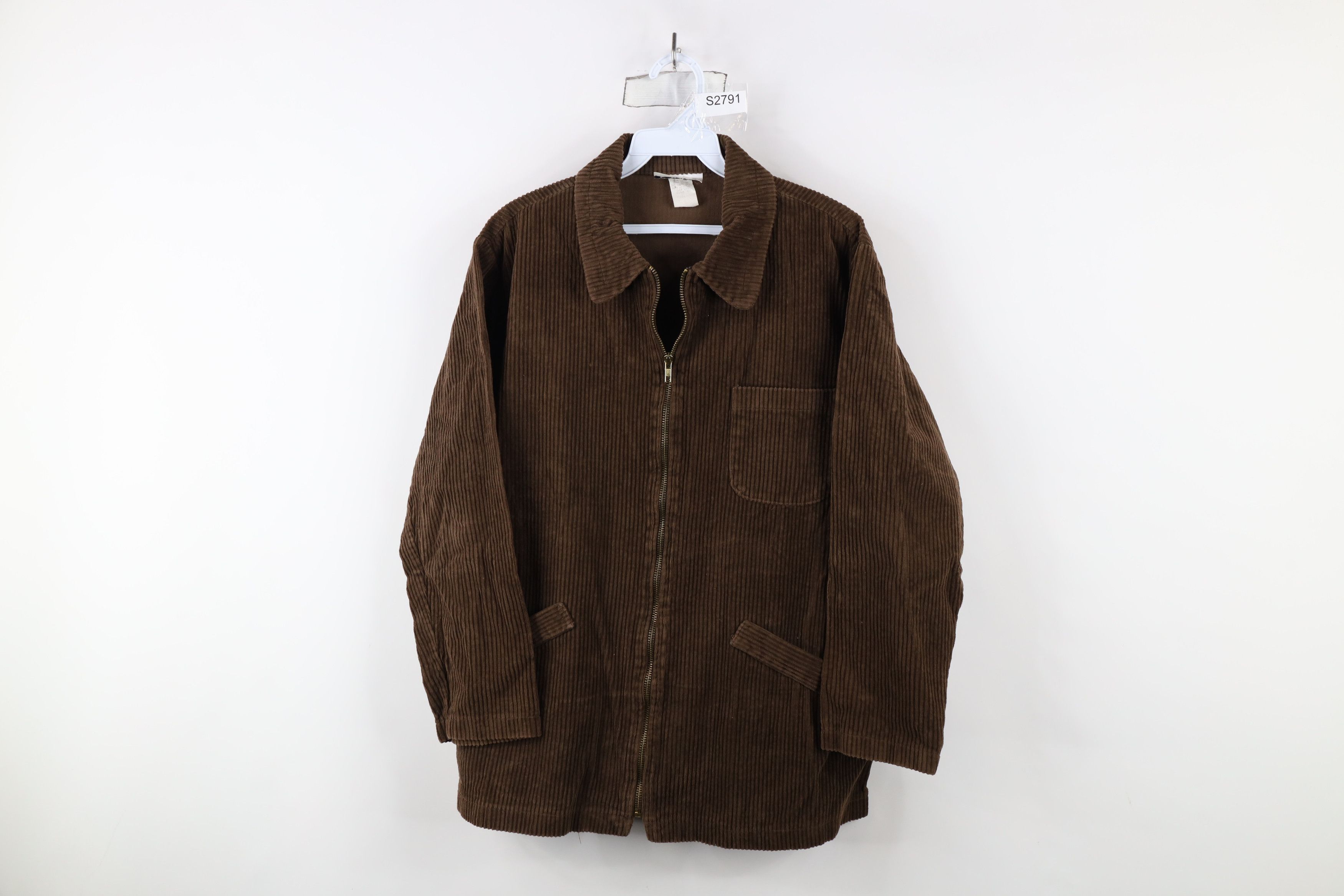 Vintage Vintage 90s Streetwear Full Zip Corduroy Jacket Brown USA Size US S / EU 44-46 / 1 - 1 Thumbnail
