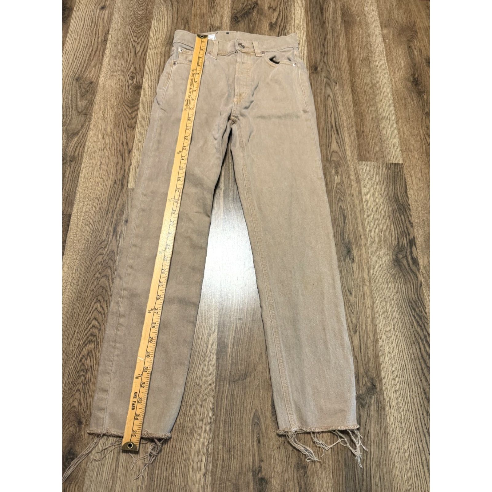 Gap VINTAGE GAP Jeans, Cheeky Straight High Rise, 24/00R, Brown, Raw Hem, 25 in Inseam, 5-Pocket Design, Denim, Regular, Women Size 42" / US 20 - 6 Thumbnail