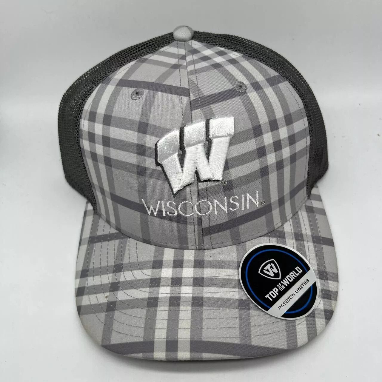 Top Of The World Wisconsin Badgers NCAA Plaid Trucker Hat Snapback Cap ...