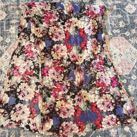 Talbots Talbots Cotton & Silk Floral Patterned Rectangular Scarf Size ONE SIZE - 1 Thumbnail