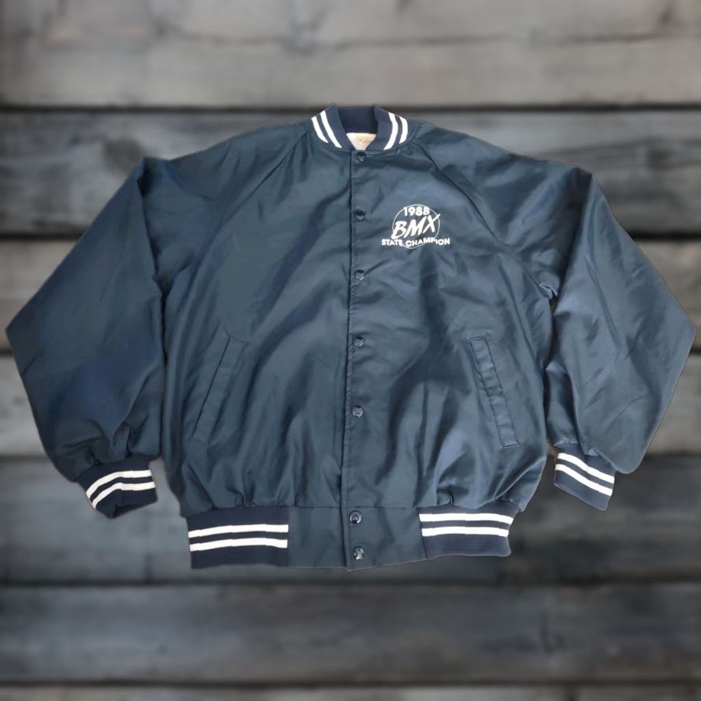 VINTAGE Augusta Sportswear Satin Bomber Jacket Mens 1988 Michigan