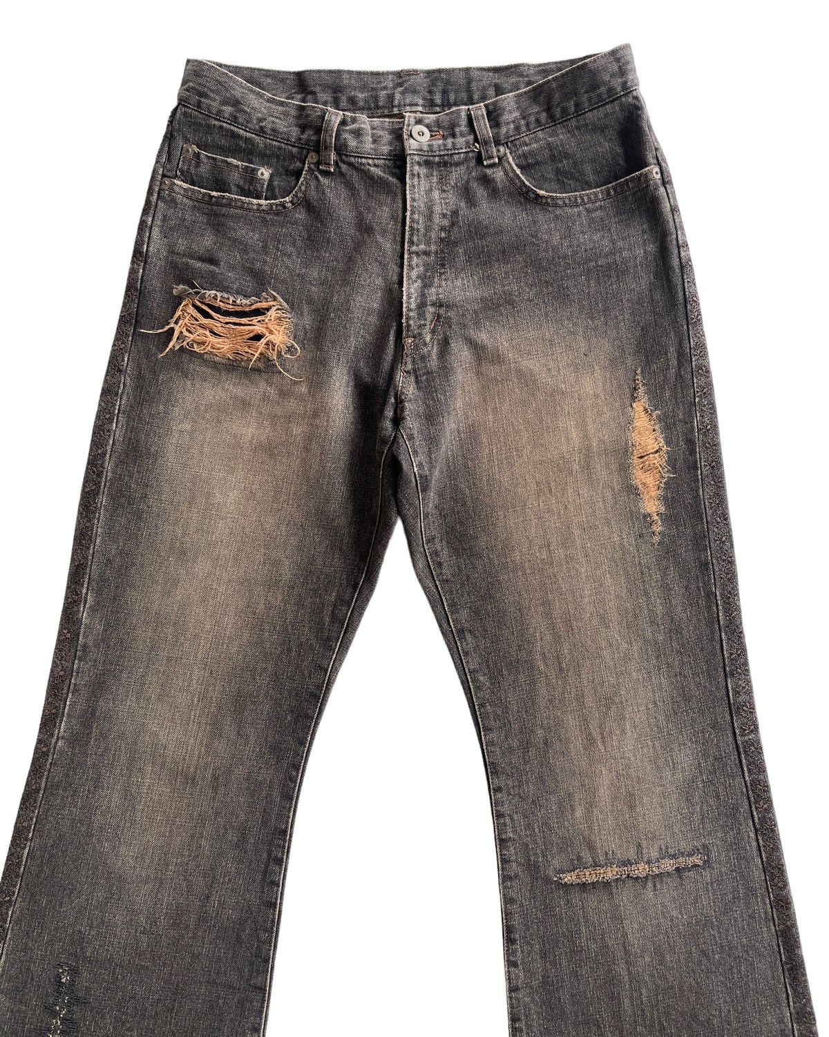 Japanese Brand Distressed Flare Mudd LGB Denim Size US 30 / EU 46 - 8 Thumbnail