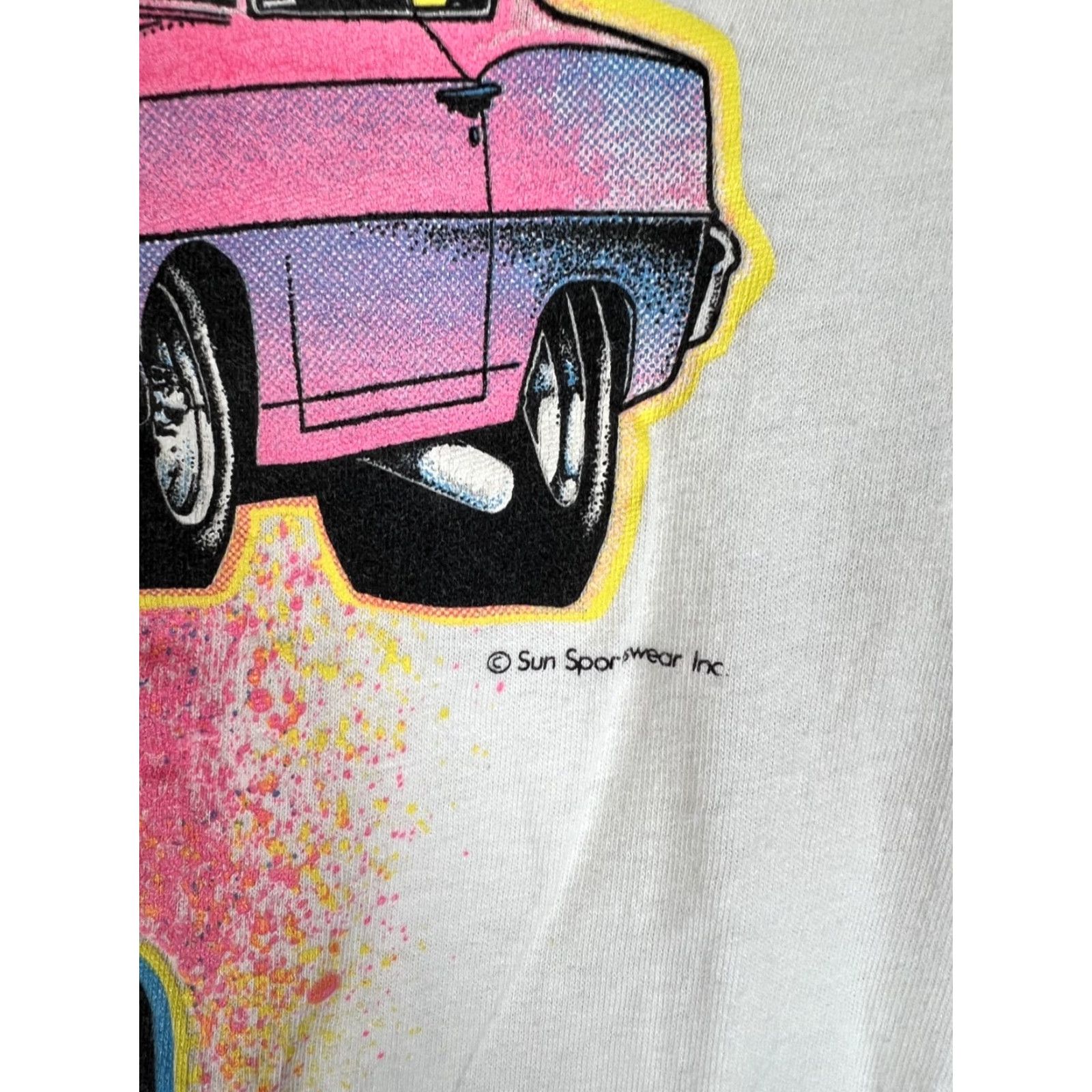 Sunray Sportswear VINTAGE Sun Sportswear T-Shirt Men L White Graphic Print 80s 90s Cars Crew Neck Short Sleeve Cotton Summer Spring Size US L / EU 52-54 / 3 - 3 Thumbnail