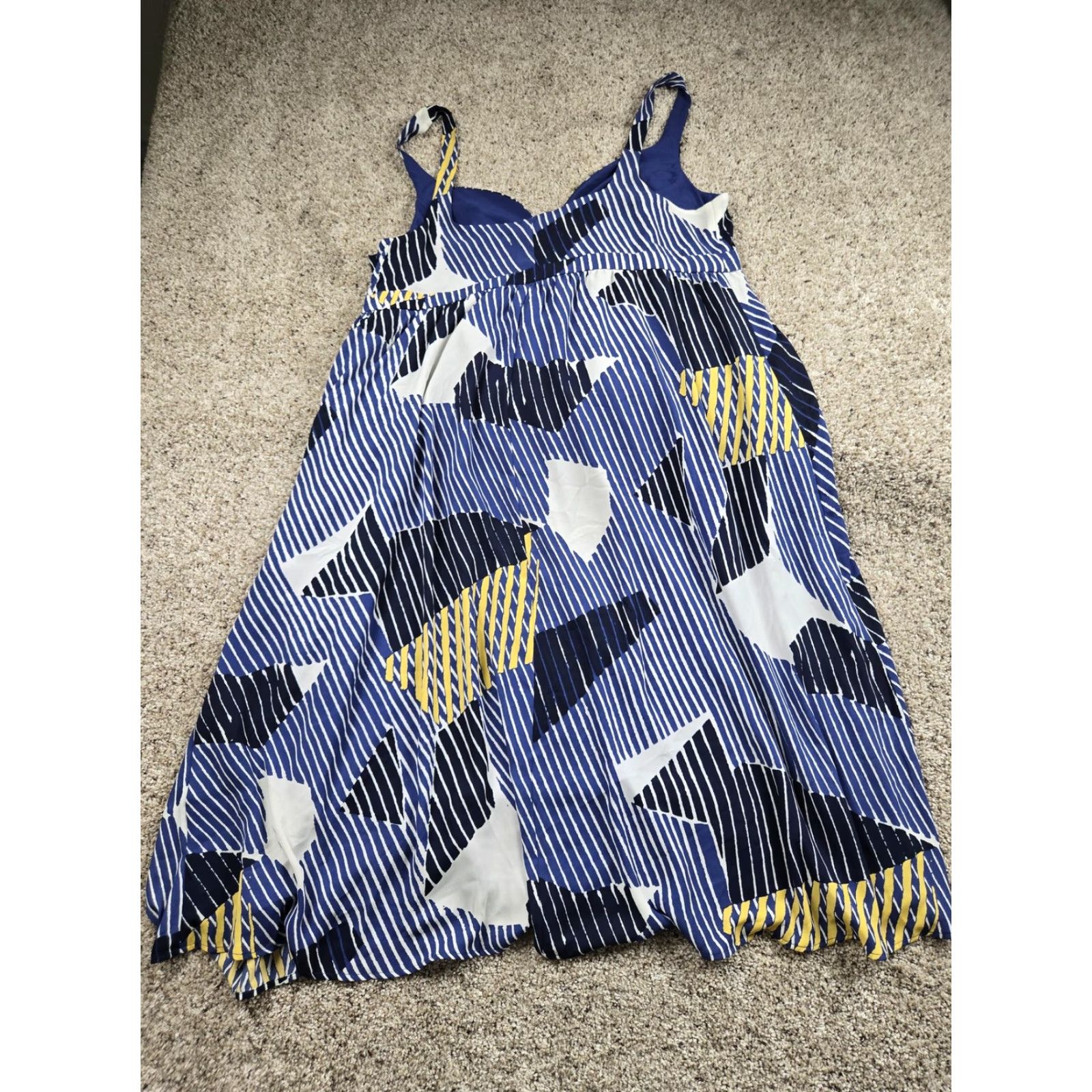 Banana Republic Banana Republic Dress Womens 18 Blue White Yellow Abstract Sleeveless Midi NWT Size XXL / US 16-18 / IT 52-54 - 7 Thumbnail