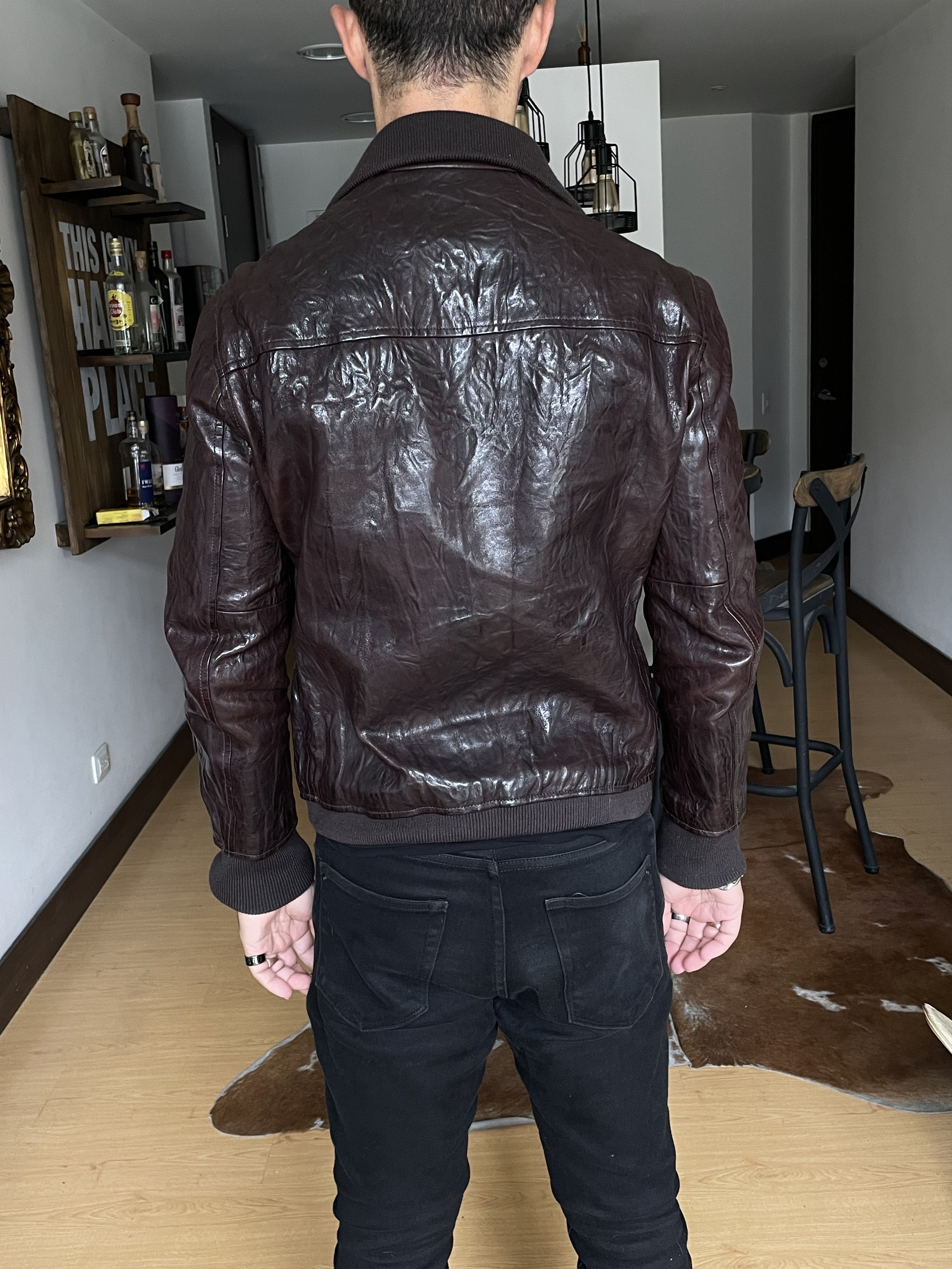 John Varvatos John Varvatos Crinkled Bomber Leather Jacket Brown $2698 Size US S / EU 44-46 / 1 - 15 Thumbnail