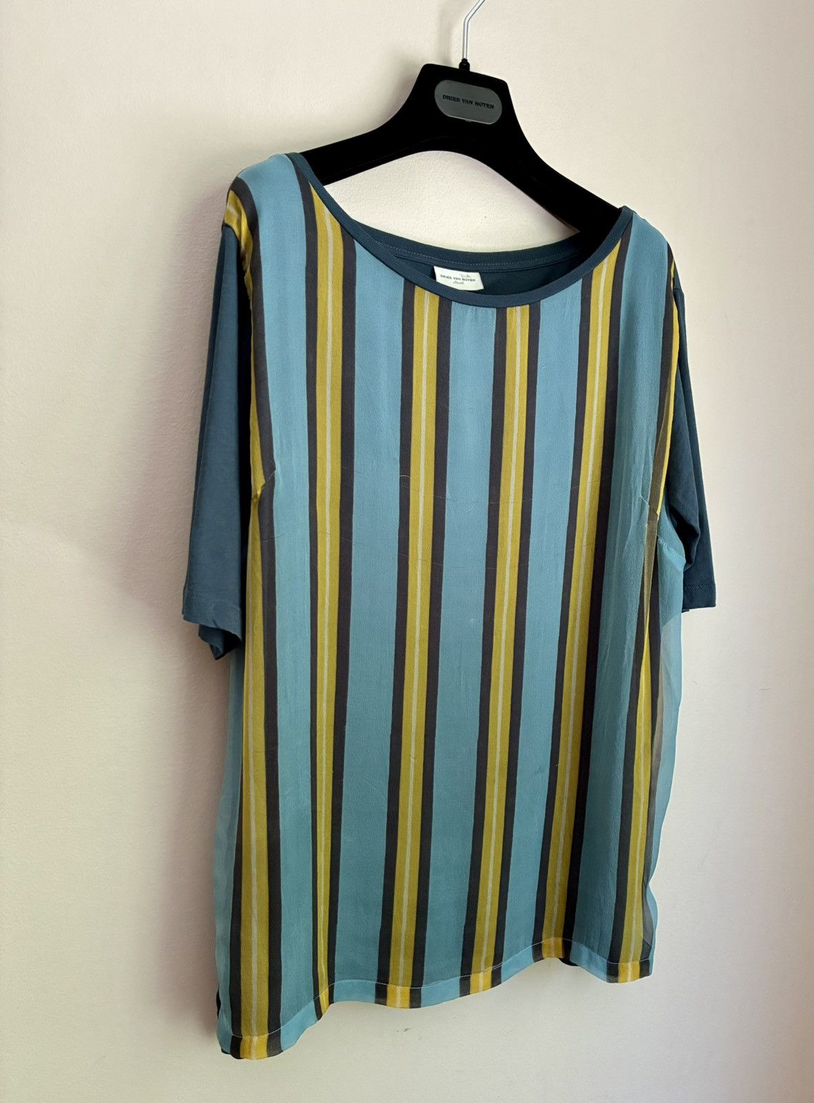 Dries Van Noten Dries Van Noten Vintage Silk Overlay Striped Tee Size US S / EU 44-46 / 1 - 6 Thumbnail