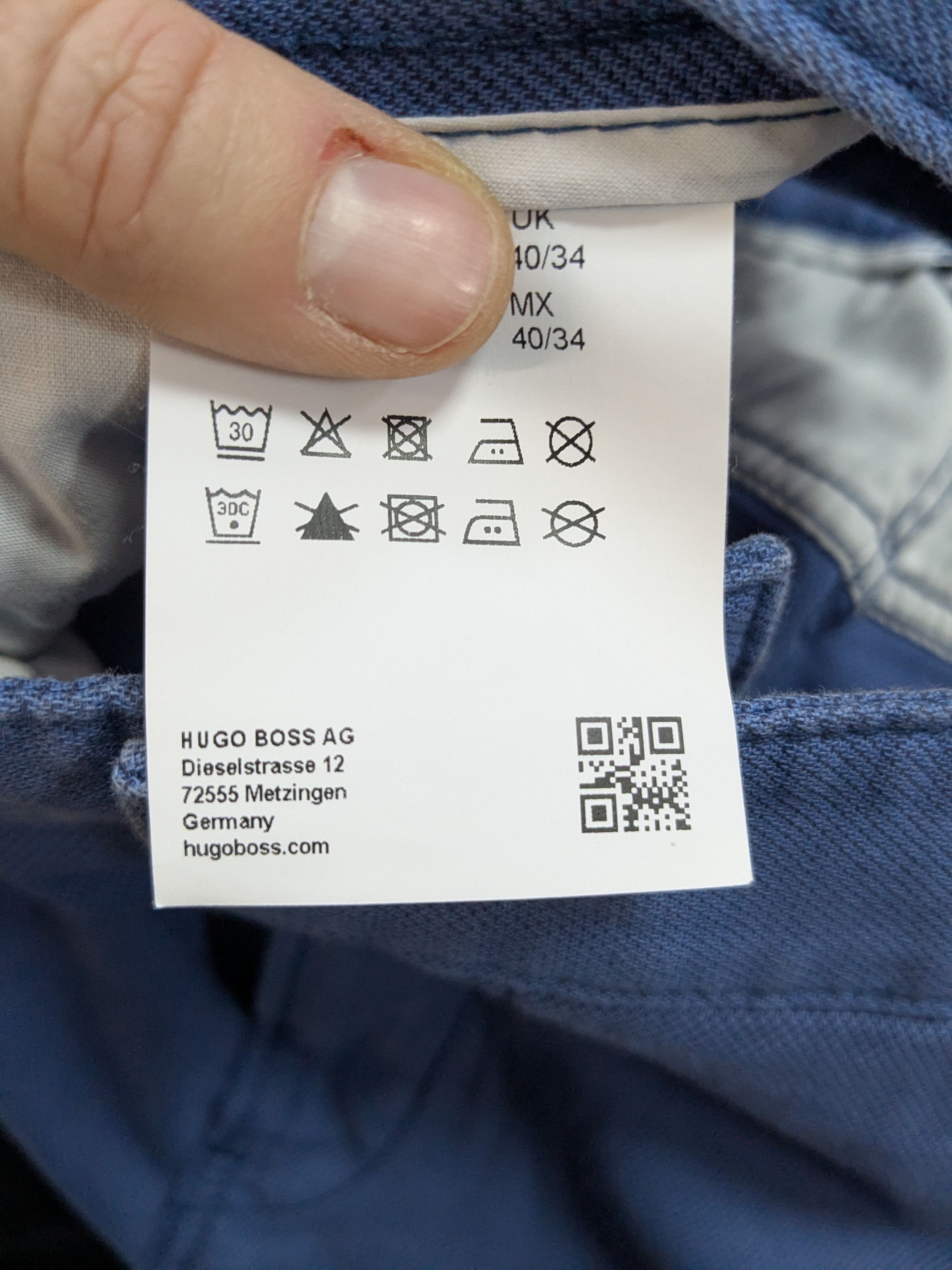 Hugo Boss Hugo Boss Slim Fit Stretch Pants – Blue, Size 40/34 Size US 40 / EU 56 - 8 Thumbnail