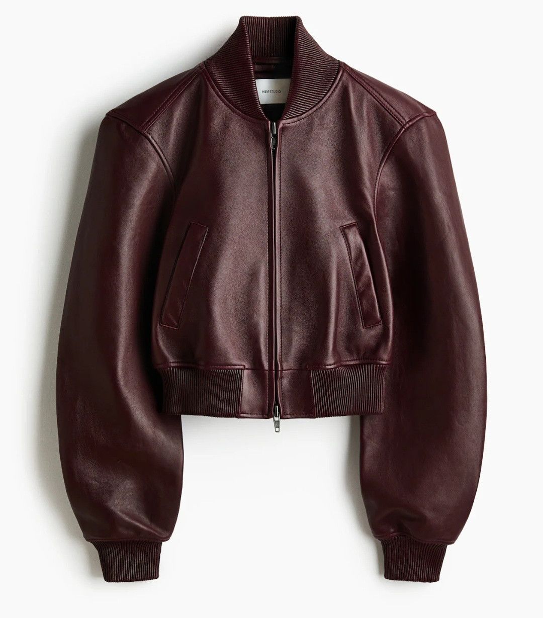 H&M H&M Studio 2026 Sheep Leather Bomber Jacket Burgundy Size US L / EU 52-54 / 3 - 3 Thumbnail