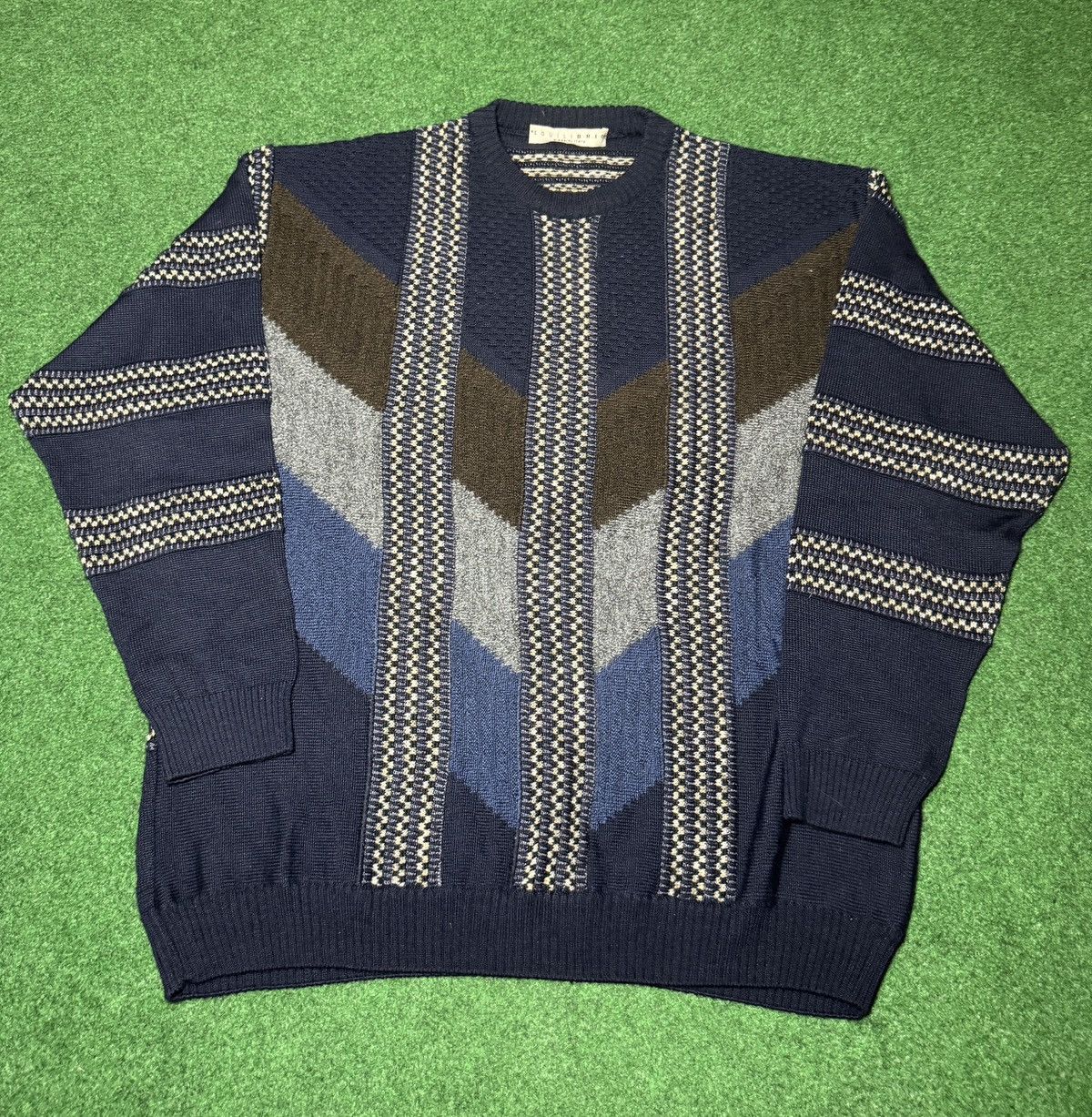 Coogi × Vintage Vtg 90s Cable Knit 3D Coogi Style Designer Grandpa Sweater Size US XL / EU 56 / 4 - 1 Thumbnail