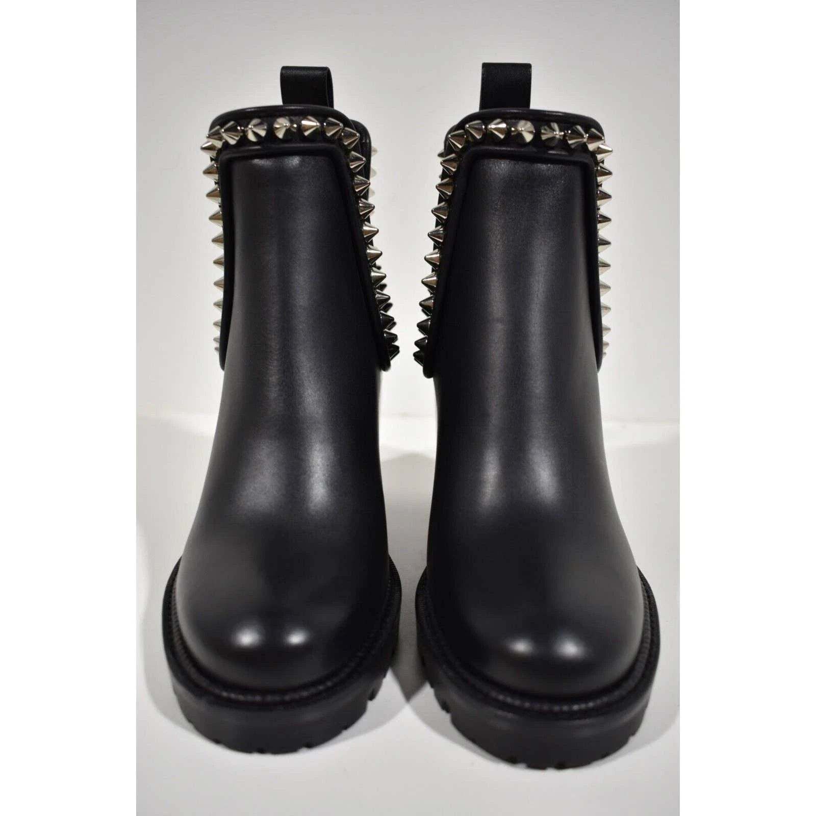 Christian Louboutin Christian Louboutin Capahutta 70 Black Leather Spike Ankle Size US 12 / IT 42 - 6 Thumbnail