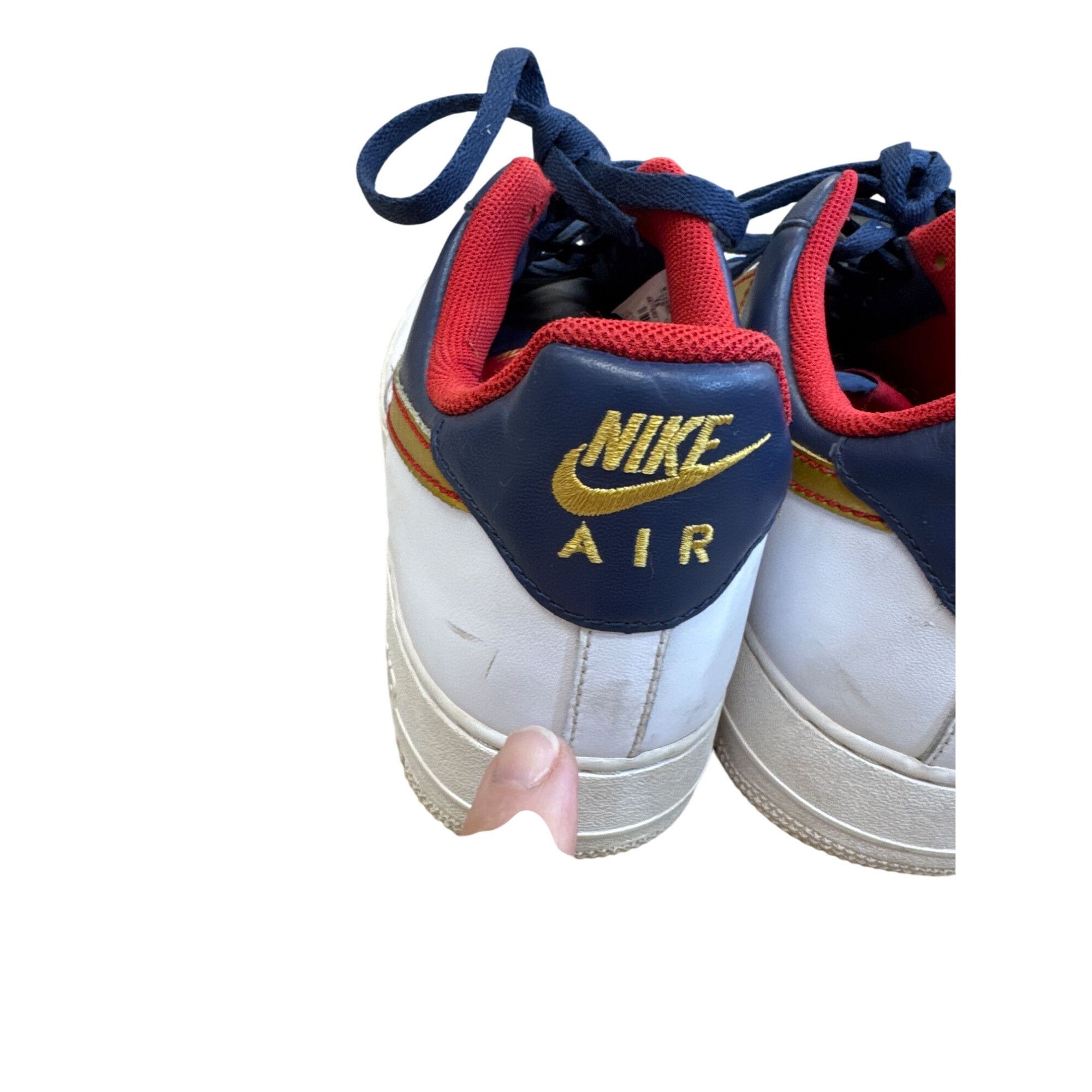 Nike Nike Air Force 1 82 Barkley mens White/Gold/Blue Low-Top Sne Size US 13 / EU 46 - 7 Thumbnail