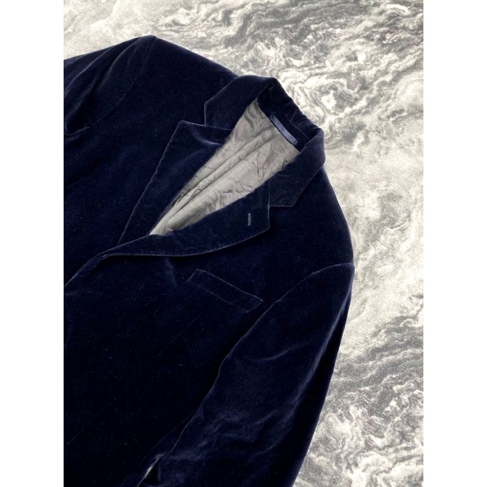 Armani Armani Collezioni Blazer Jacket Men 54R Blue Blue Vintage No Notch Lapel Single-Breasted Tuxedo Front Flat Front Size 54R - 3 Thumbnail