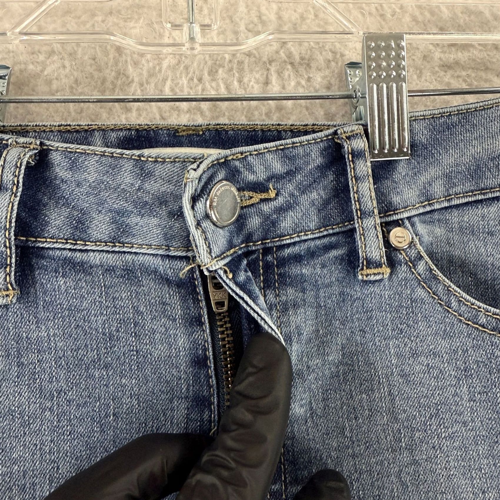 Rebecca Minkoff Rebecca Minkoff Jeans Womens 6P Petite Blue Denim Skinny Mid Rise Raw Hem 90s Bohemian Hippie Fashion Clothing Mens Womens Girls Boys Size 28" / US 6 / IT 42 - 5 Thumbnail