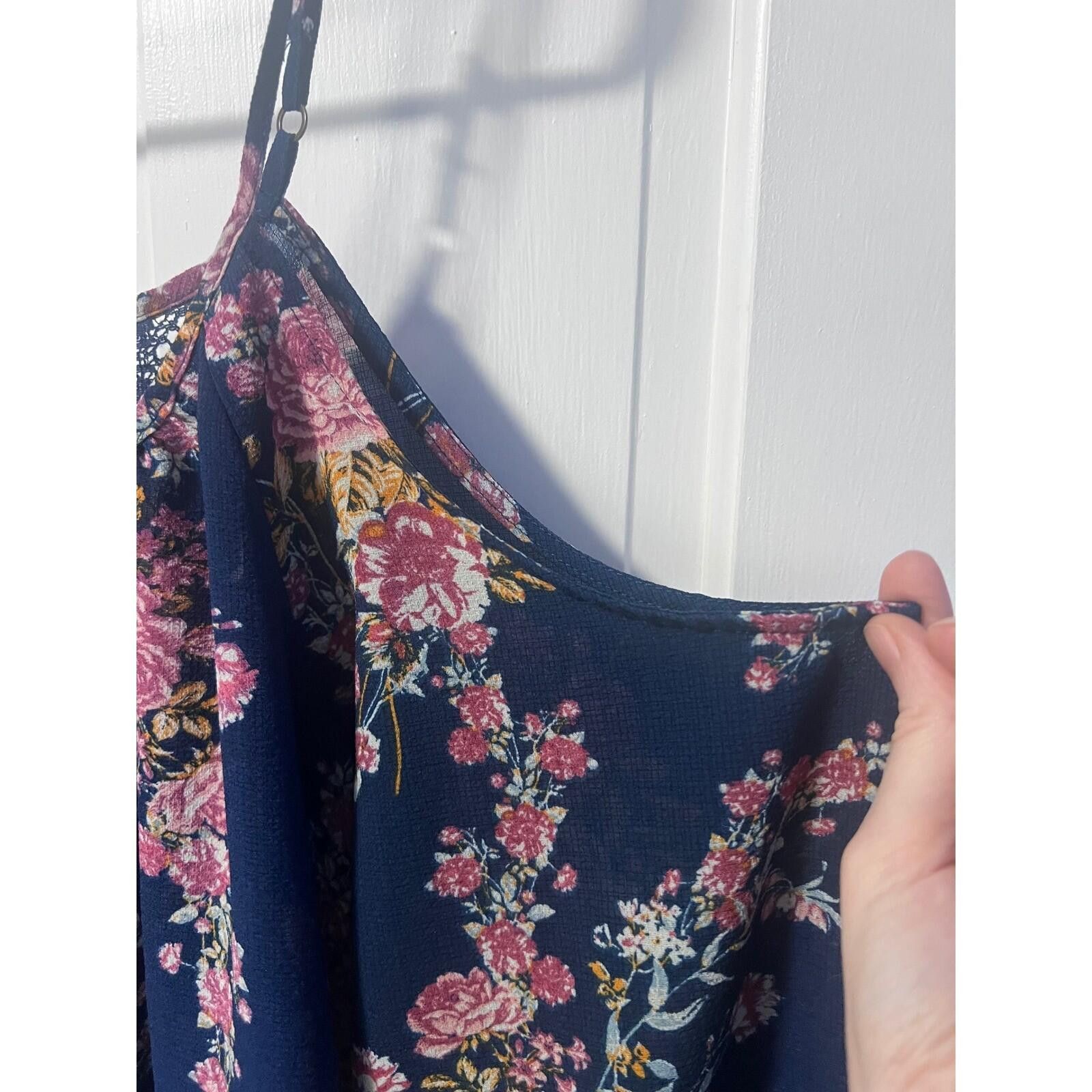 Reindee Lusion Rewind Floral Cold Shoulder Top Womens XL Navy Blue Exc Boho Size XL / US 12-14 / IT 48-50 - 3 Thumbnail