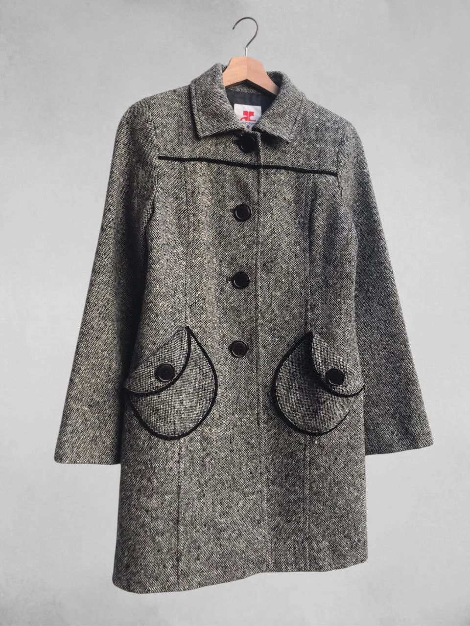 Courreges Courreges 21 Logo Button Tweed Coat Size S / US 4 / IT 40 - 6 Thumbnail