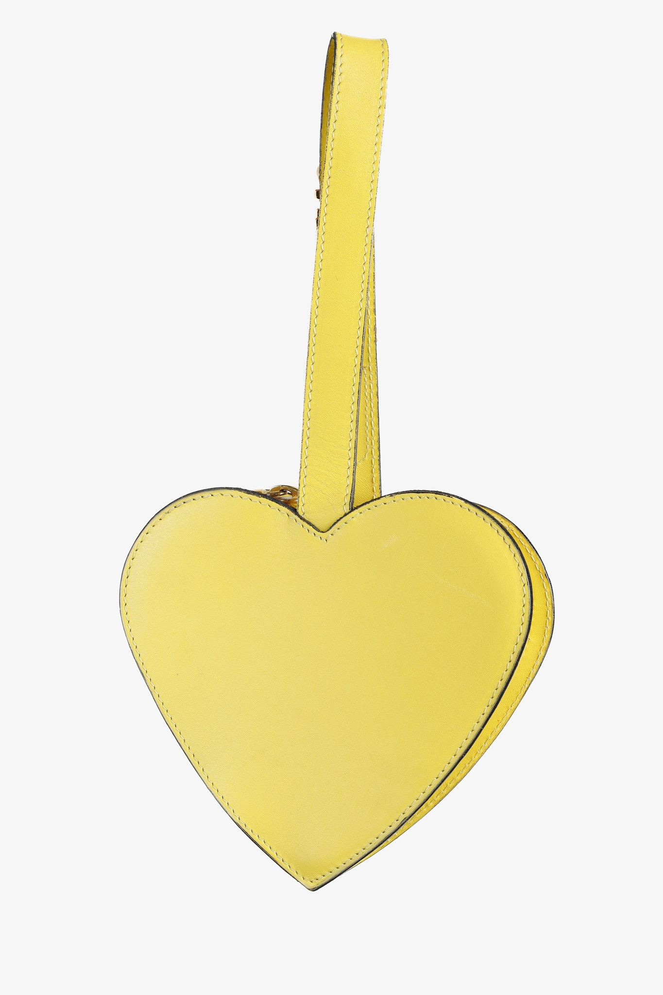 Moschino Moschino Golden Heart Yellow Leather Wrist Bag Size ONE SIZE - 4 Thumbnail