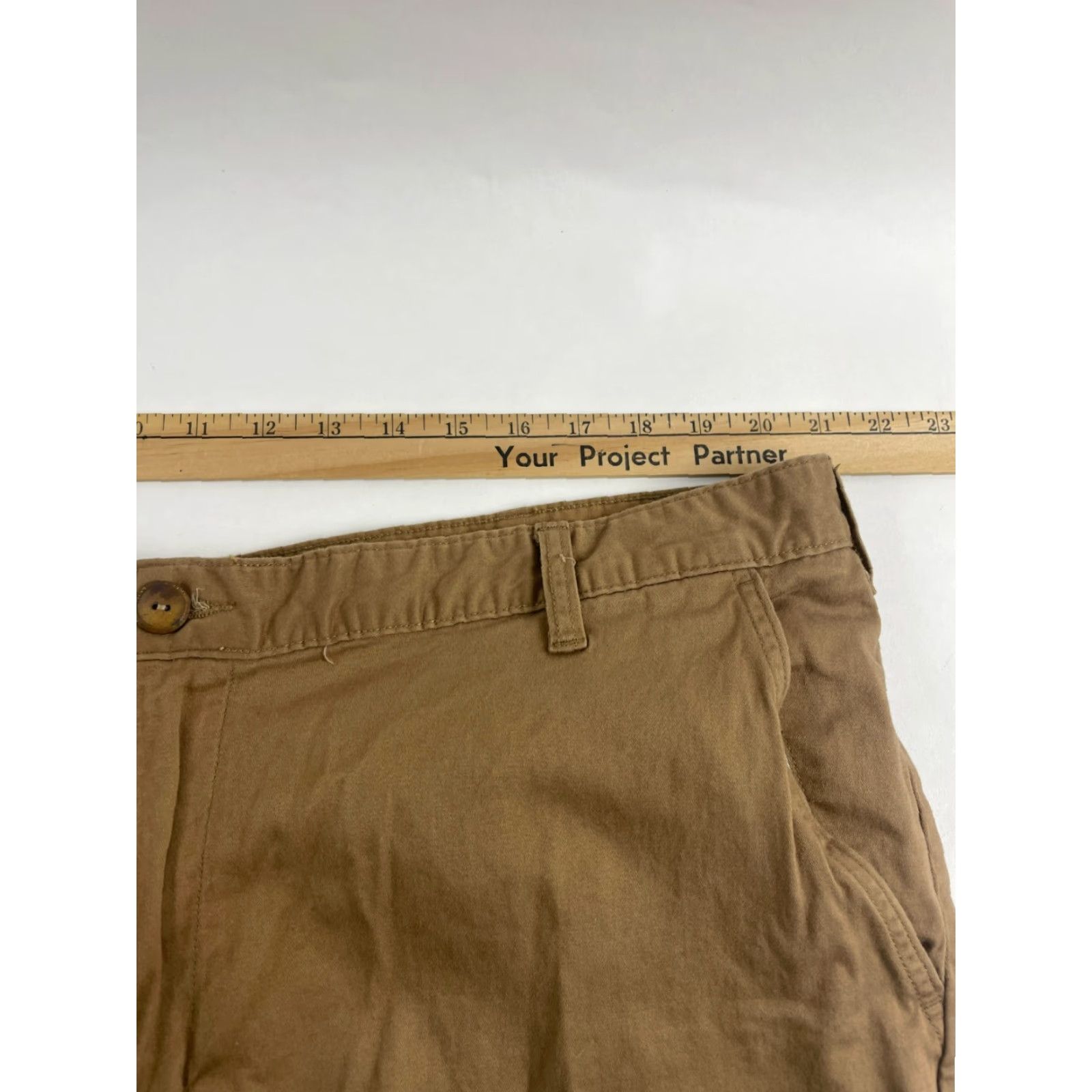 George George Chino Shorts Men's 42 Brown Flat Front Back Pockets Casual, Travel Cotton Spandex Regular Waist 42 Mens Chino Shorts Brown Pockets Size US 42 / EU 58 - 5 Thumbnail