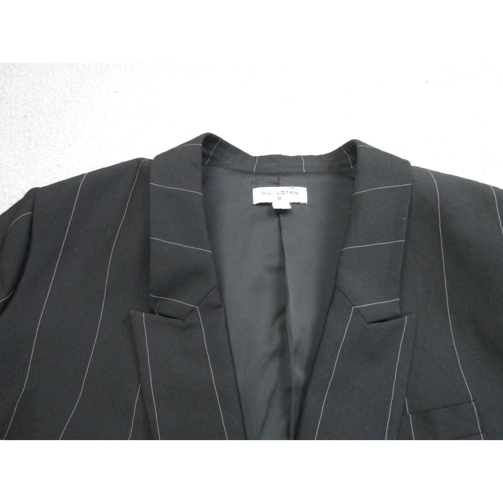 Nili Lotan VINTAGE? No. NILI LOTAN Blazer Jacket Women's 2X Black Pinstripe Single-Breasted One-Button Lined Stretch Regular Fit Coat Size XXL / US 16-18 / IT 52-54 - 7 Thumbnail