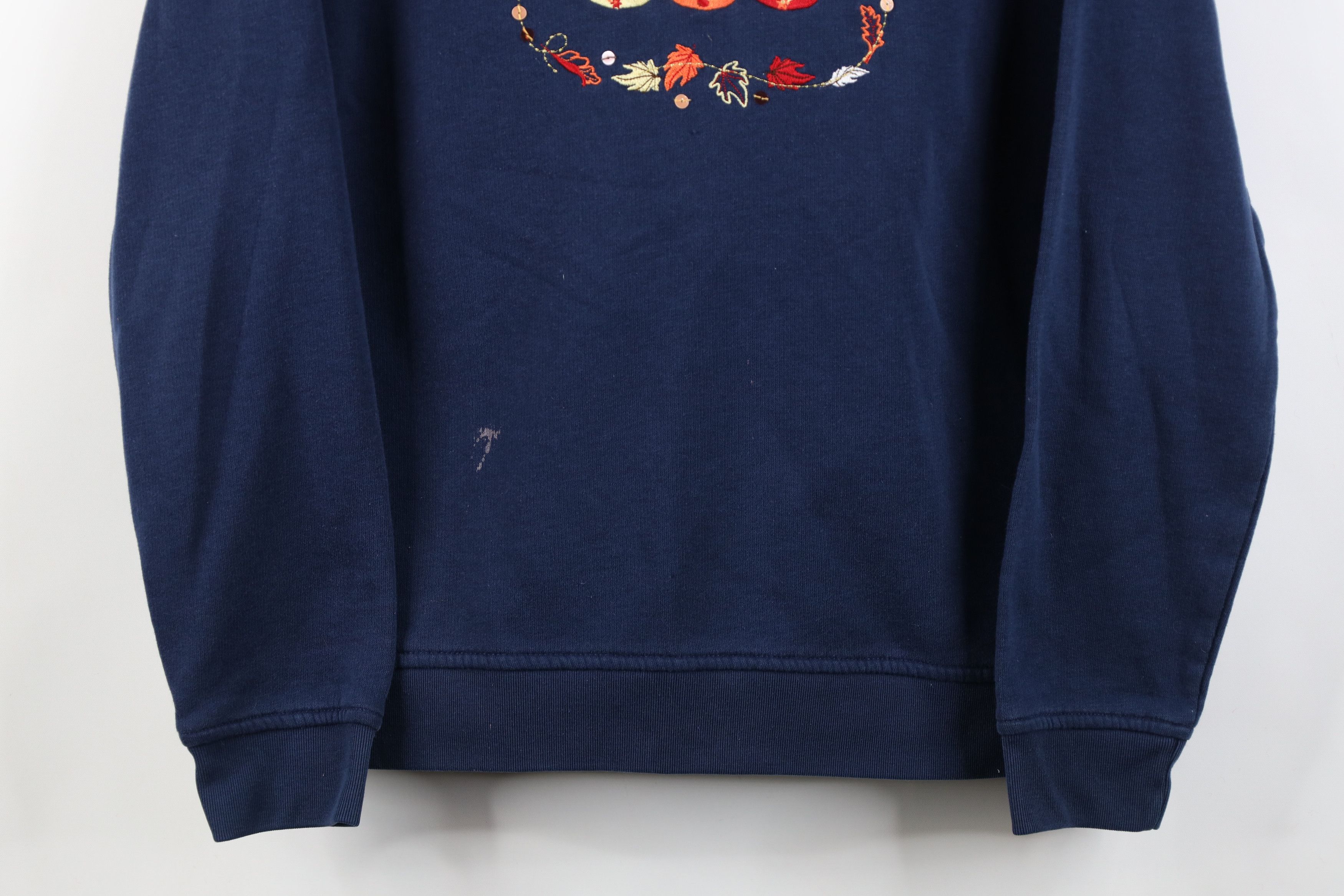 Vintage Vintage 90s Streetwear Fall Leaf Cat Kitten Sweatshirt Blue Size S / US 4 / IT 40 - 3 Thumbnail
