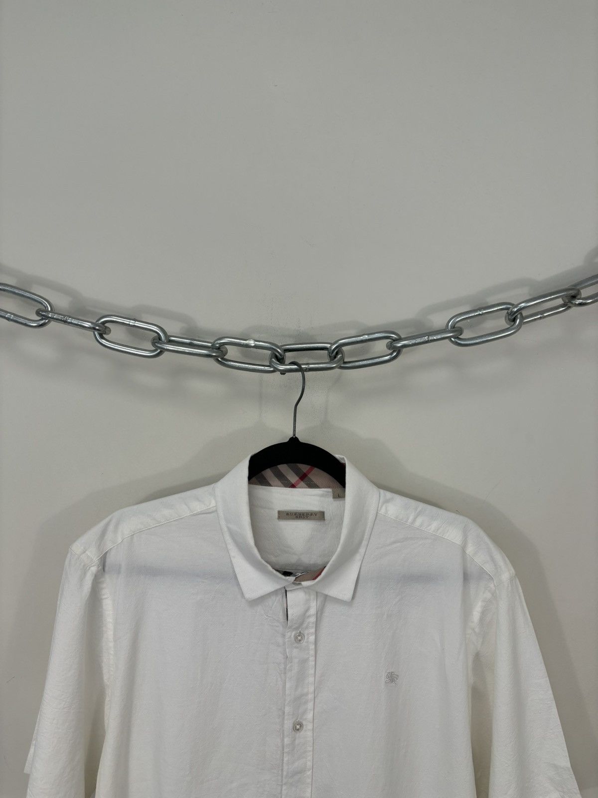 Burberry Burberry Men’s White Nova Check Luxury Short Sleeve Shirt Size US L / EU 52-54 / 3 - 6 Thumbnail