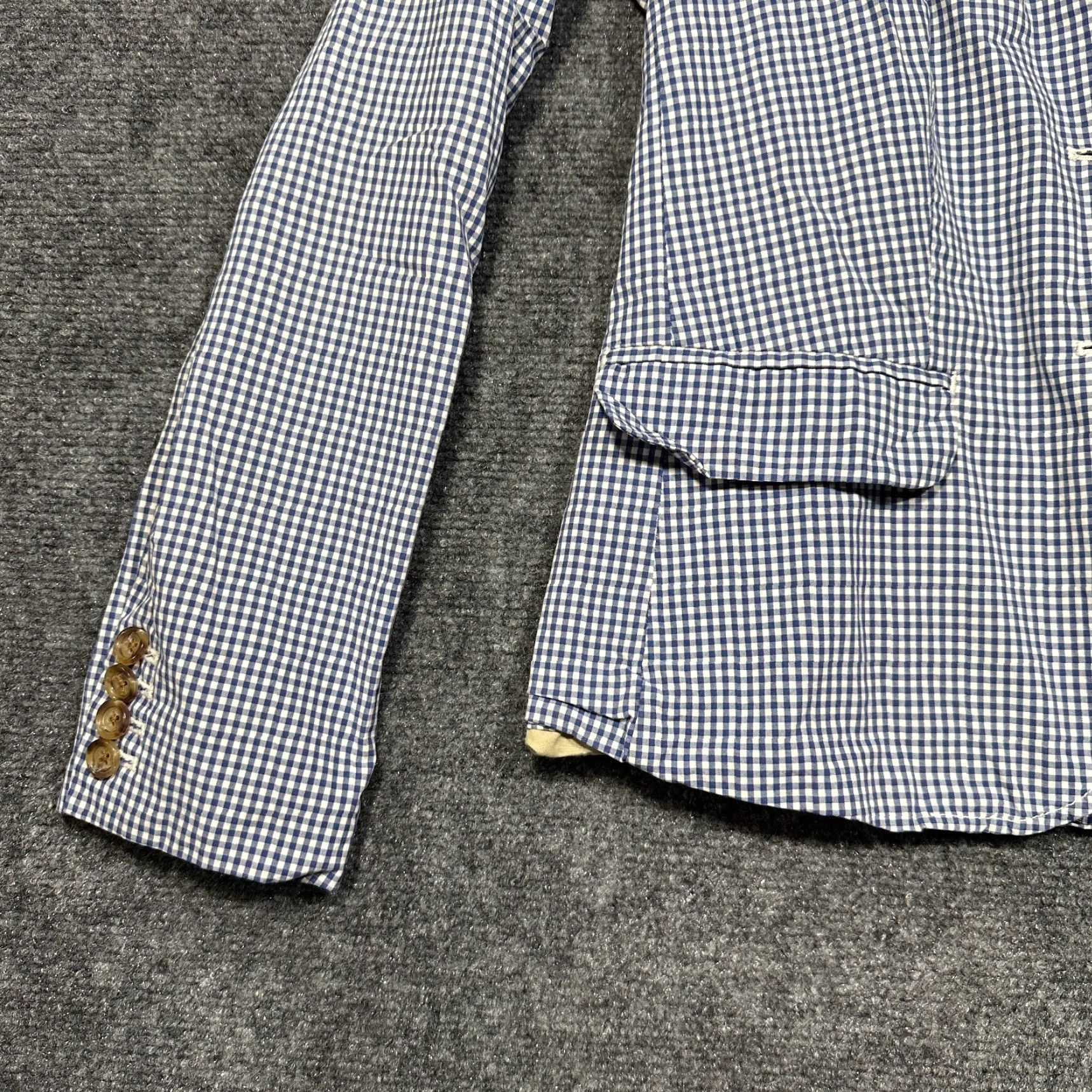 J.Crew J.CREW Blazer Womens 0 Blue White Gingham Cotton Lined 2 Button Jacket Notch Lapel Regular Short Sleeve Buttoned Front Vintage: No Size XS / US 0-2 / IT 36-38 - 3 Thumbnail