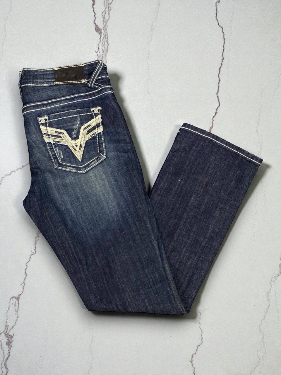 Japanese Brand vigoss bootcut flare distressed style denim Size 35" - 2 Thumbnail