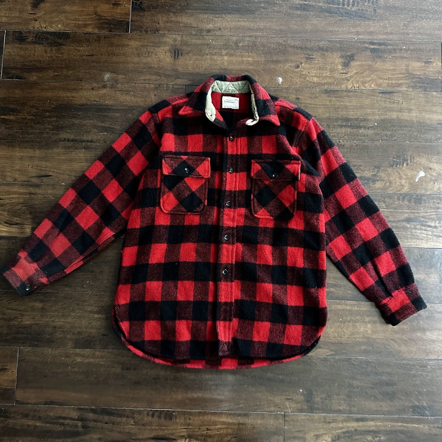 Vintage VINTAGE Pennys Towncraft Red Black Plaid Flannel Shirt Sz M Checker 60s 70s Size US M / EU 48-50 / 2 - 2 Thumbnail