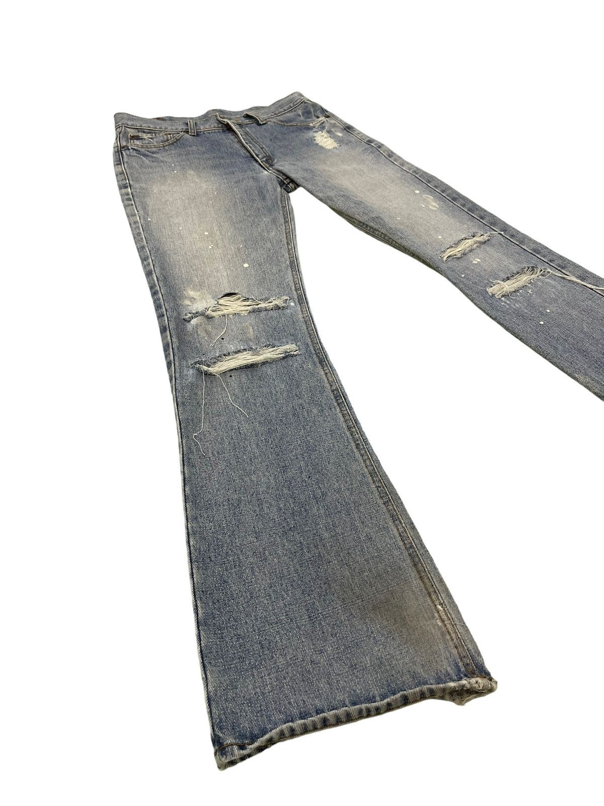 Japanese Brand Flare Jeans Vtg Bobson Distress Painted Boot Cut 6🟦5 Size US 31 - 1 Thumbnail