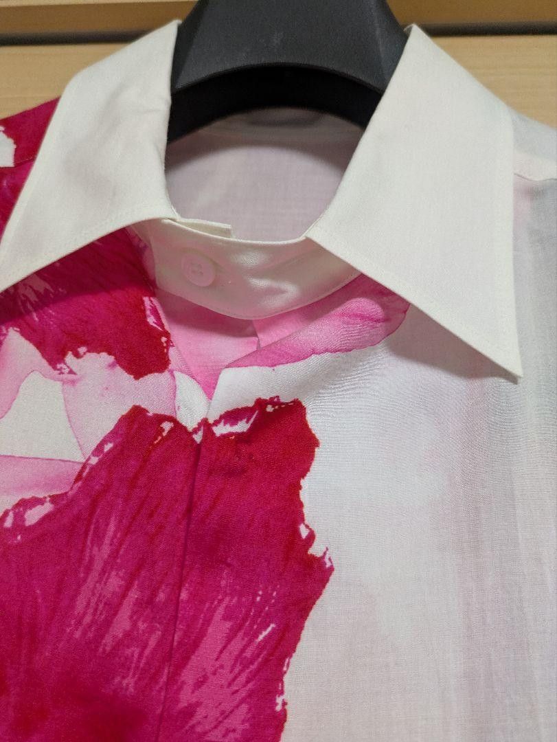 Yohji Yamamoto POUR HOMME 24aw CELLULOSE PINK FLOWER DESIGNED BLOUSE Size US M / EU 48-50 / 2 - 4 Thumbnail