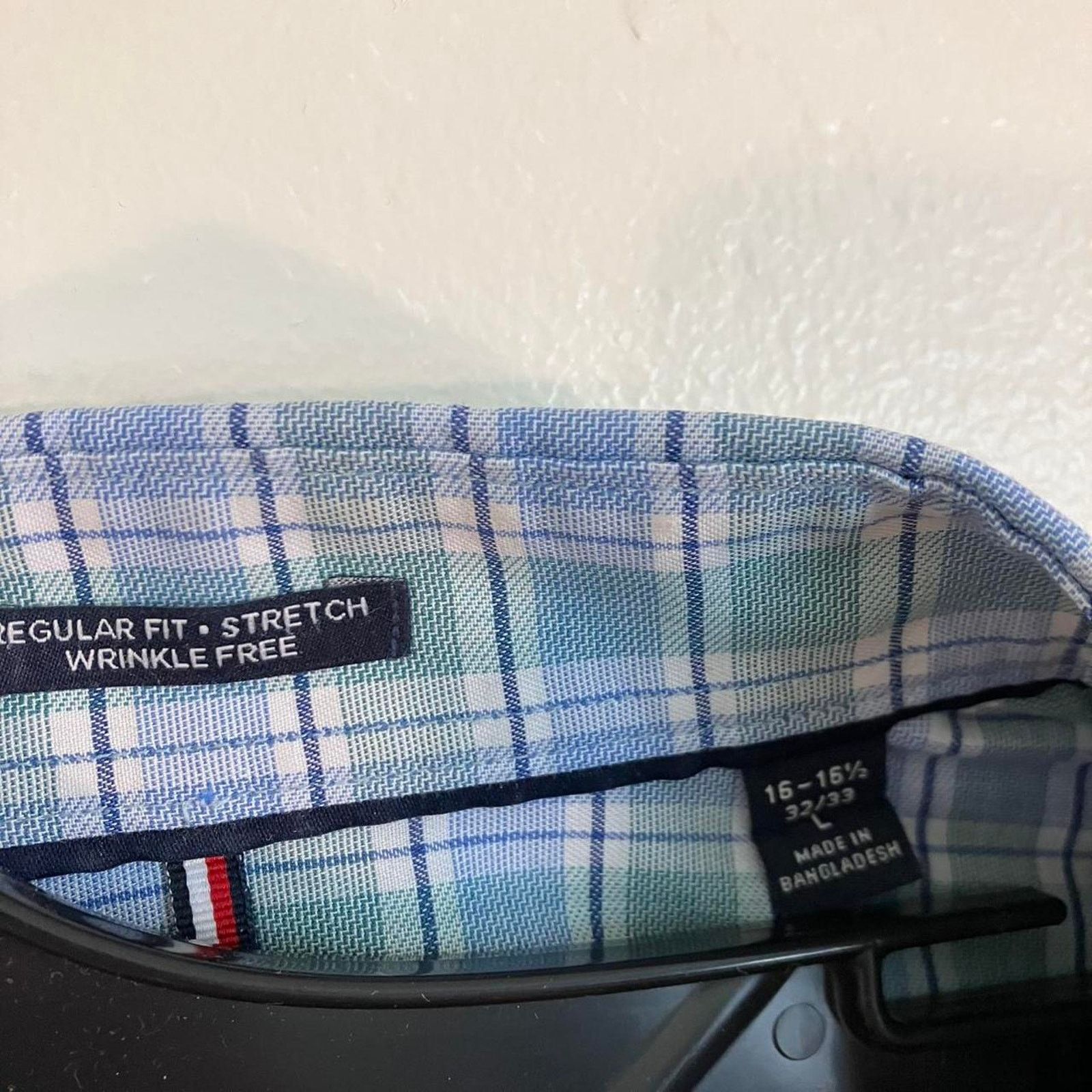 Tommy Hilfiger Tommy Hilfiger Blue Green Plaid Gingham Dress Shirt Size US L / EU 52-54 / 3 - 4 Thumbnail