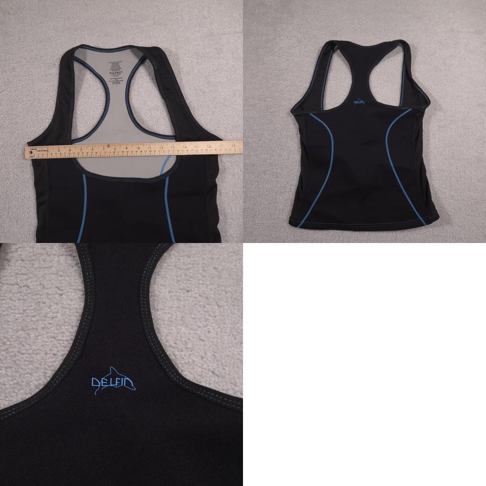 Vintage Delfin Shirt Womens Large Tank Top Racerback Neoprene Black Blue Sleeveless Gym & Training Slimming Sauna Fashion Shirt Ladies L Size L / US 10 / IT 46 - 8 Thumbnail