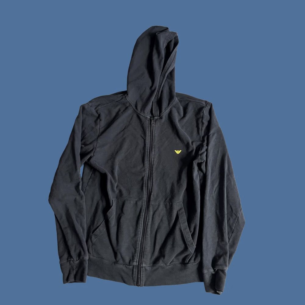 Emporio Armani VINTAGE Emporio Armani Hoodie Mens Medium Black Full Zip Logo Graphic Fleece Sweatshirt Size US M / EU 48-50 / 2 - 1 Thumbnail
