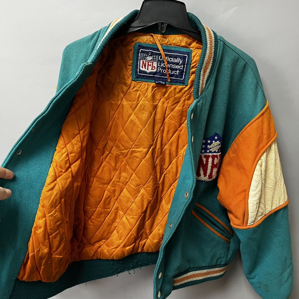 NFL × Vintage Vintage Miami Dolphins NFL Turquoise Blue Heavyweight Jacket Size US S / EU 44-46 / 1 - 18 Thumbnail