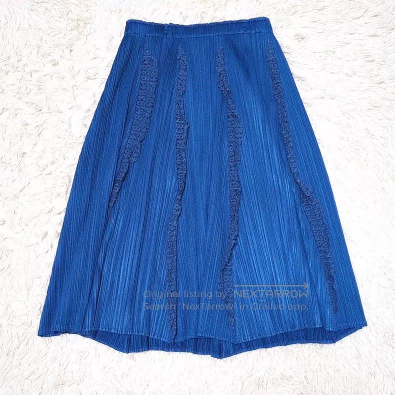 Issey Miyake Issey Miyake SIZE:1 Blue Ruched Midi Skirt Size 42" / US 20 - 1 Thumbnail