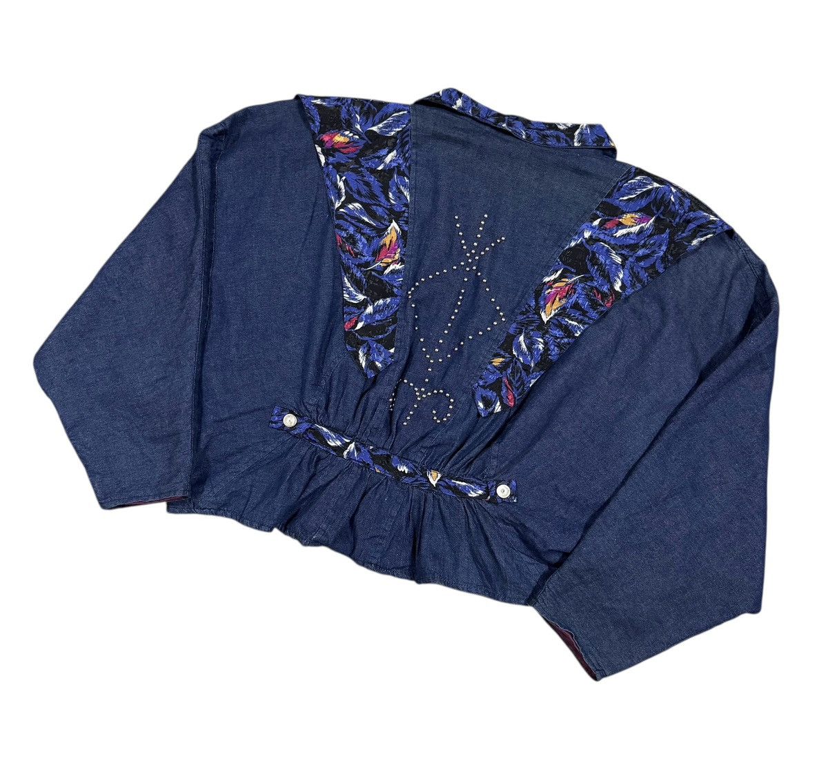 Vitaly Design Vtg🔥V15 Studded Layered Soie Denim Narrow Cut Crop Jacket Size L / US 10 / IT 46 - 15 Thumbnail