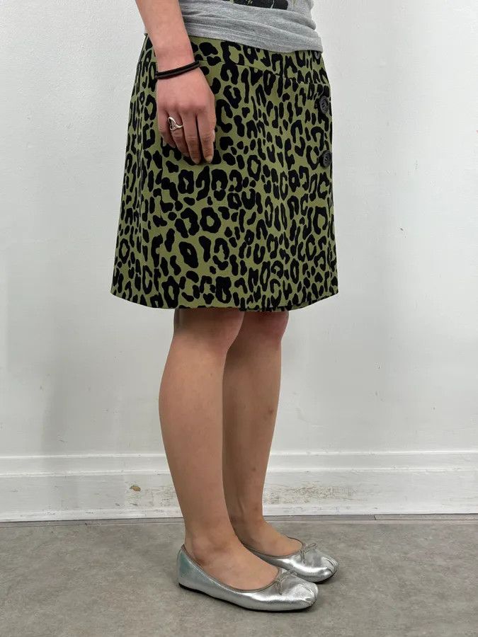 Prada SS2012 Prada Green & Black Leopard Skirt Size 28" / US 6 / IT 42 - 3 Thumbnail