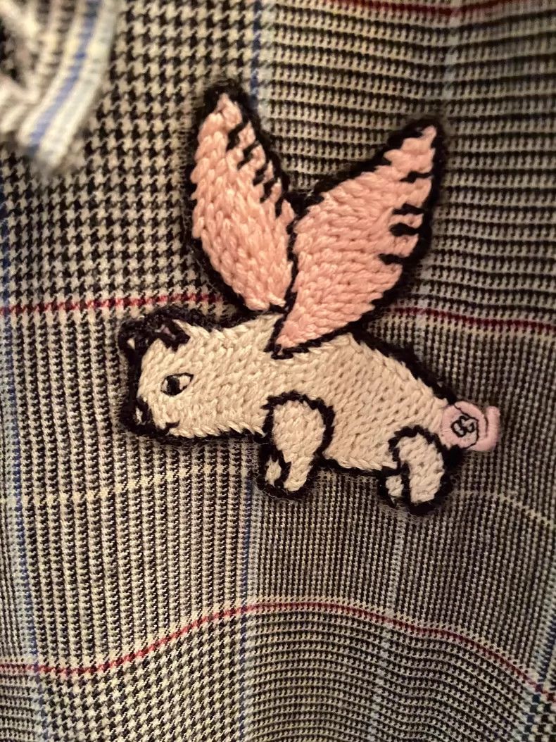 Gucci Gucci Limited edition gray Piggy embroidered wool plaid shi Size US S / EU 44-46 / 1 - 3 Thumbnail