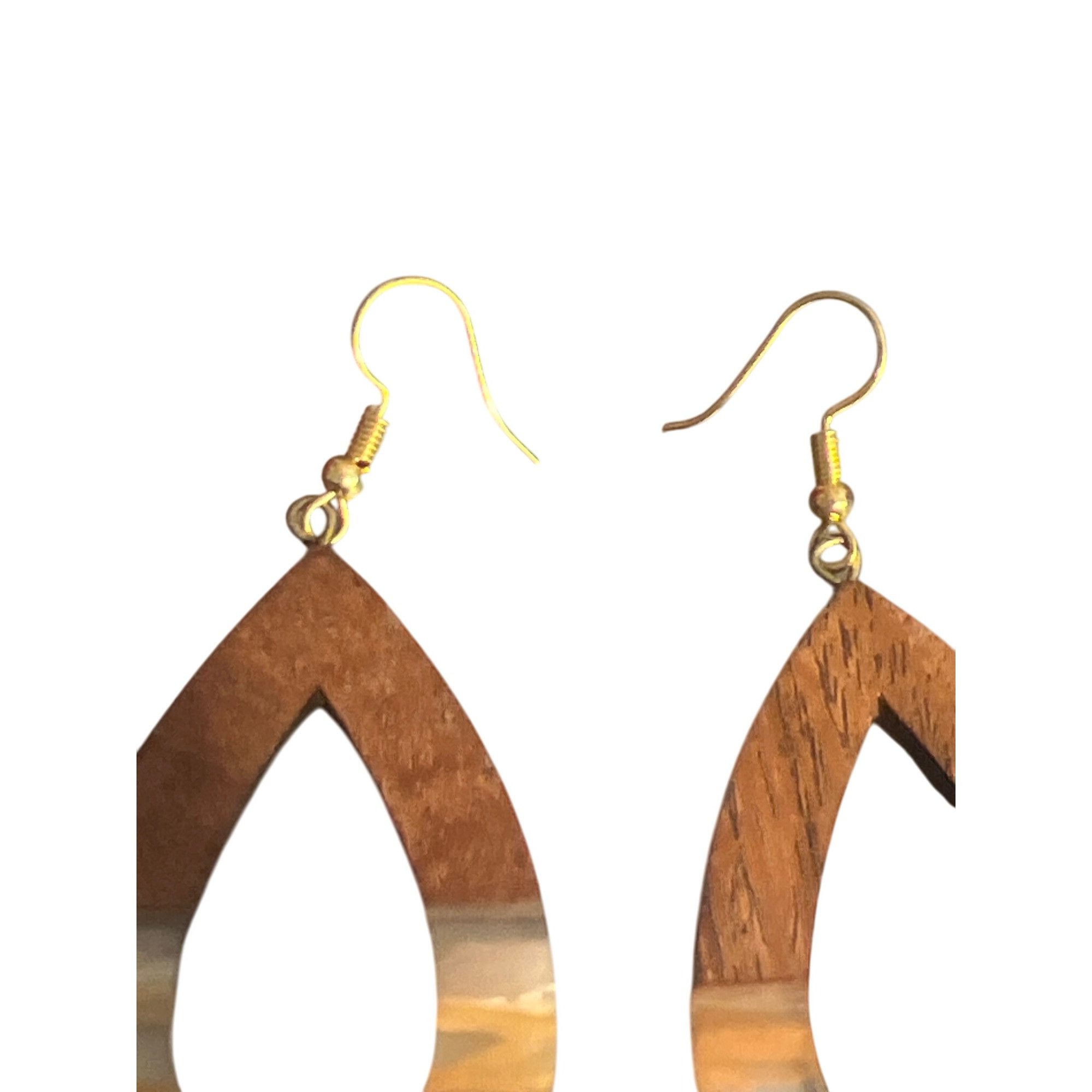 Other Vintage Wood Acrylic Open Teardrop Dangle Earrings Hooks Res Size ONE SIZE - 3 Thumbnail