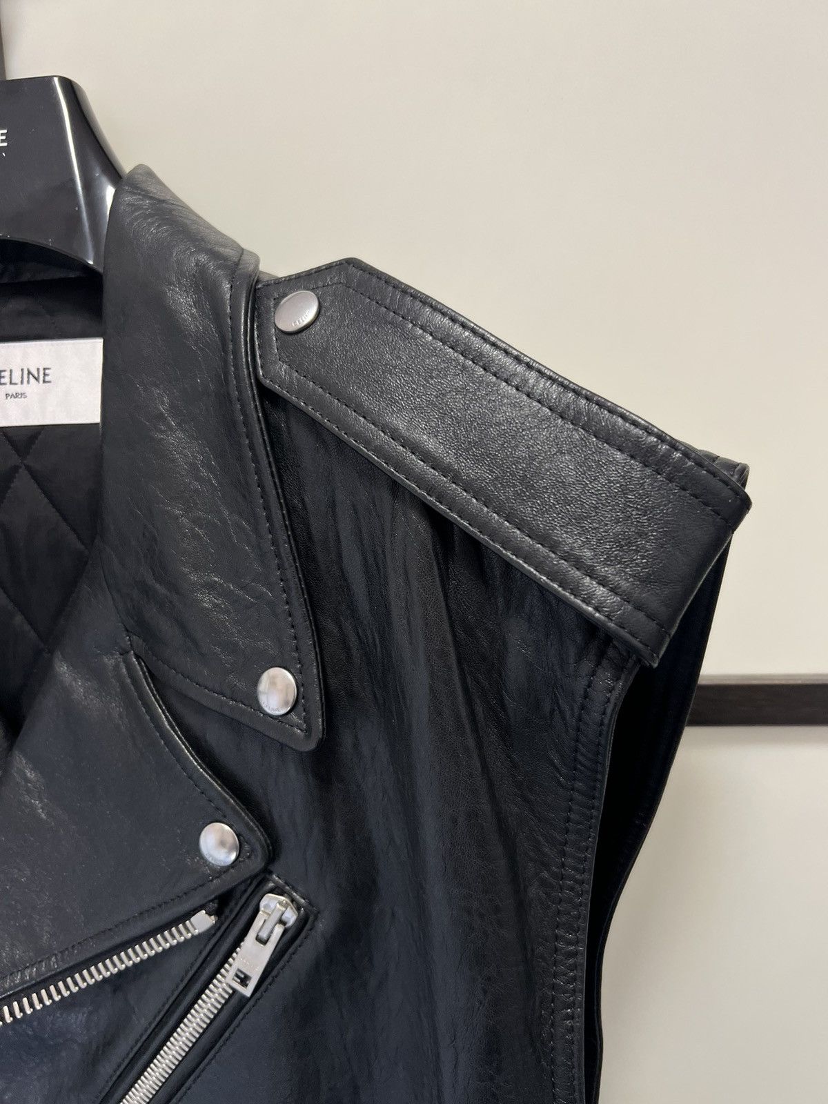 Celine RARE - SS22 Oversized Cowboy Lambskin Biker Vest 52 Size US L / EU 52-54 / 3 - 4 Thumbnail