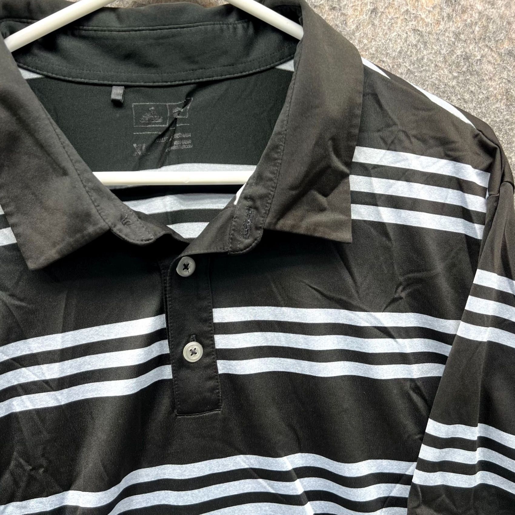 Adidas Adidas Polo Shirt Men XL Black Blue Striped Athletic Polyester Golf Vtg Polo Shirt Mens XL Black Striped Adidas Golf Vintage Shrt Size US XL / EU 56 / 4 - 7 Thumbnail