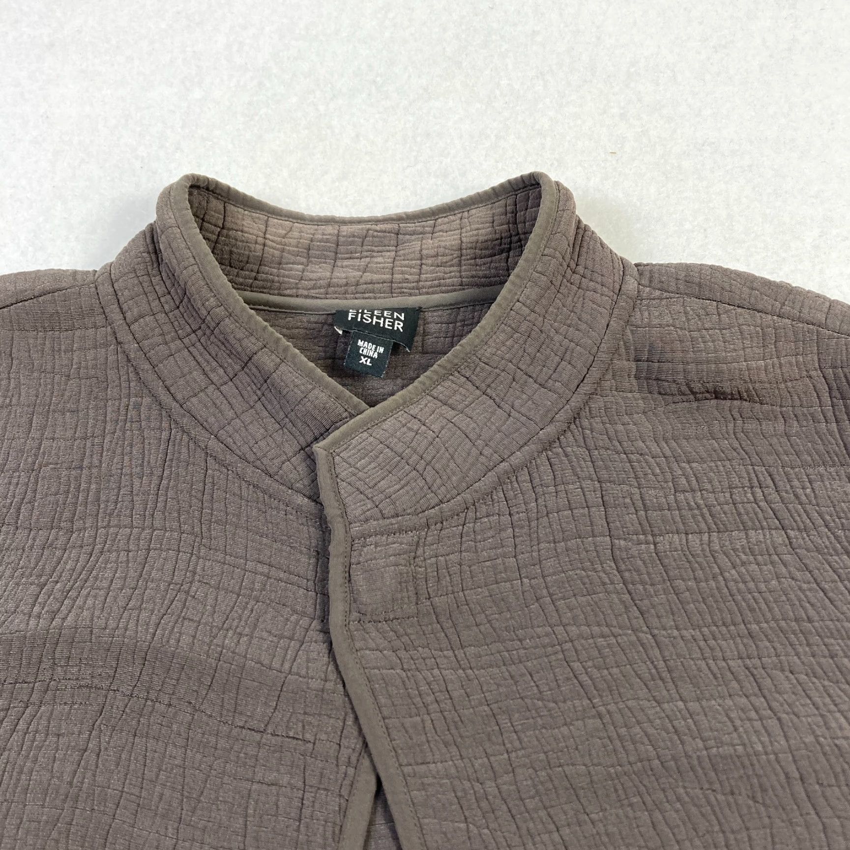 Eileen Fisher Eileen Fisher Silk Blend Jacket Women's XL Brown Open Front Long Sleeve Textured Jacket Size XL / US 12-14 / IT 48-50 - 6 Thumbnail