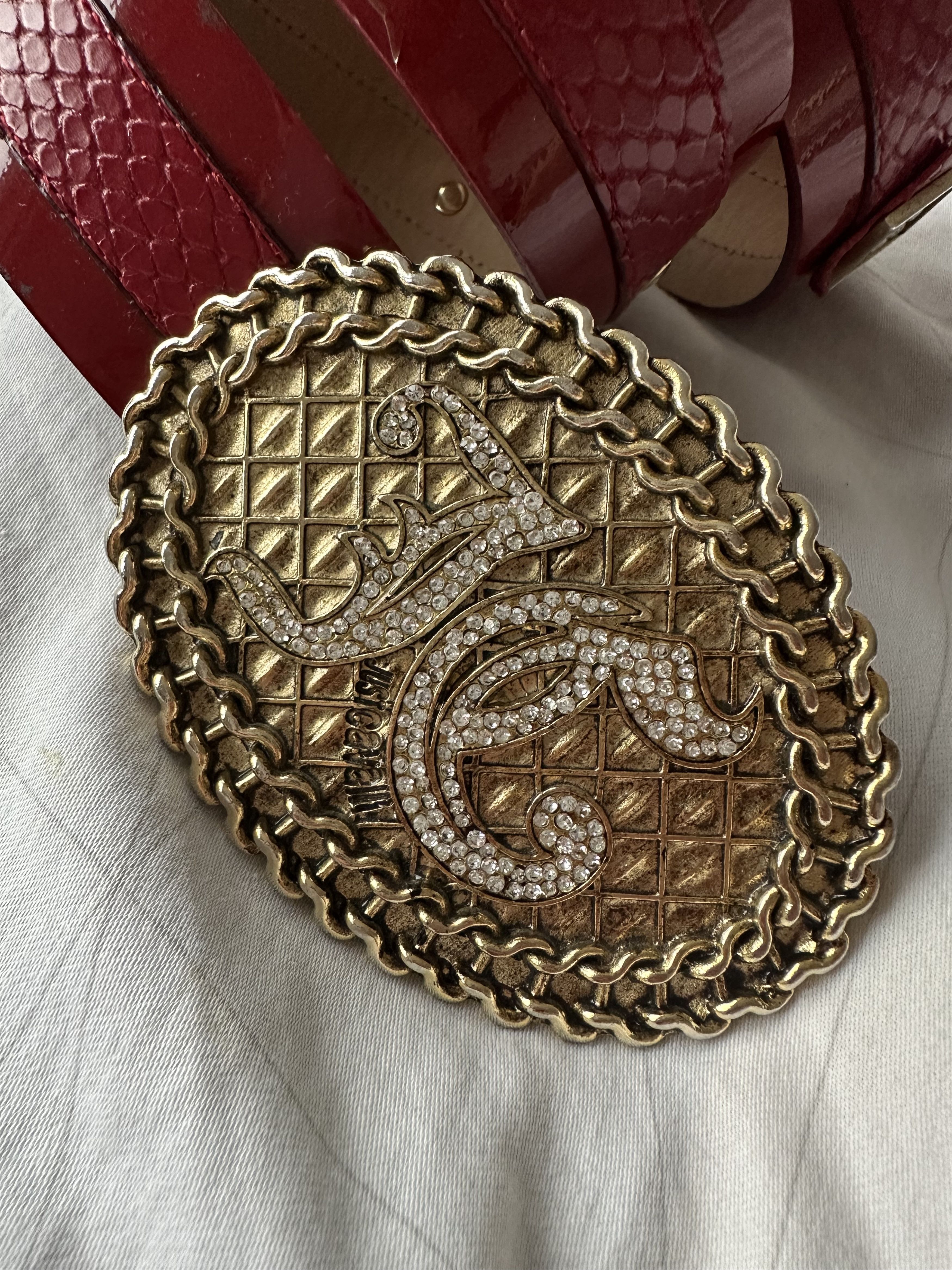 Just Cavalli Just Cavalli Red Snakeskin Leather Belt Size ONE SIZE - 2 Thumbnail