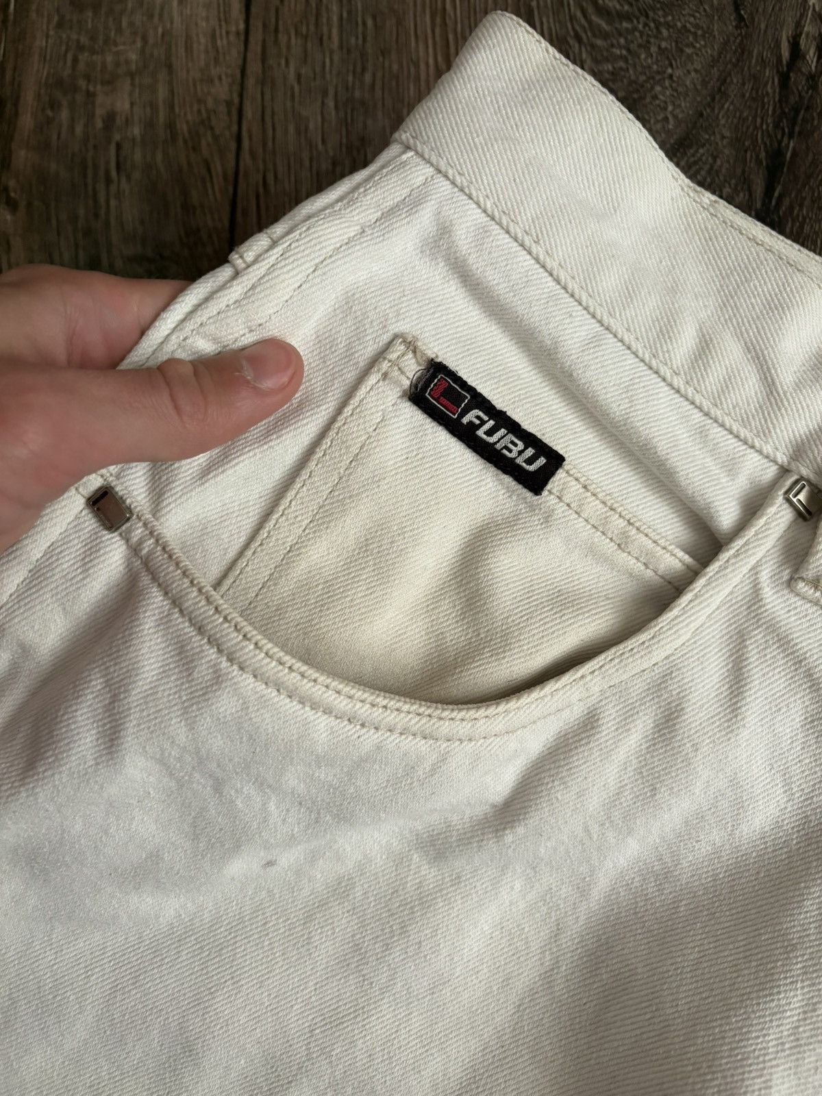 Fubu × JNCO × Vintage Vintage Fubu White Rare Carpenter Cargo Denim Rap Jeans Size US 34 / EU 50 - 10 Thumbnail